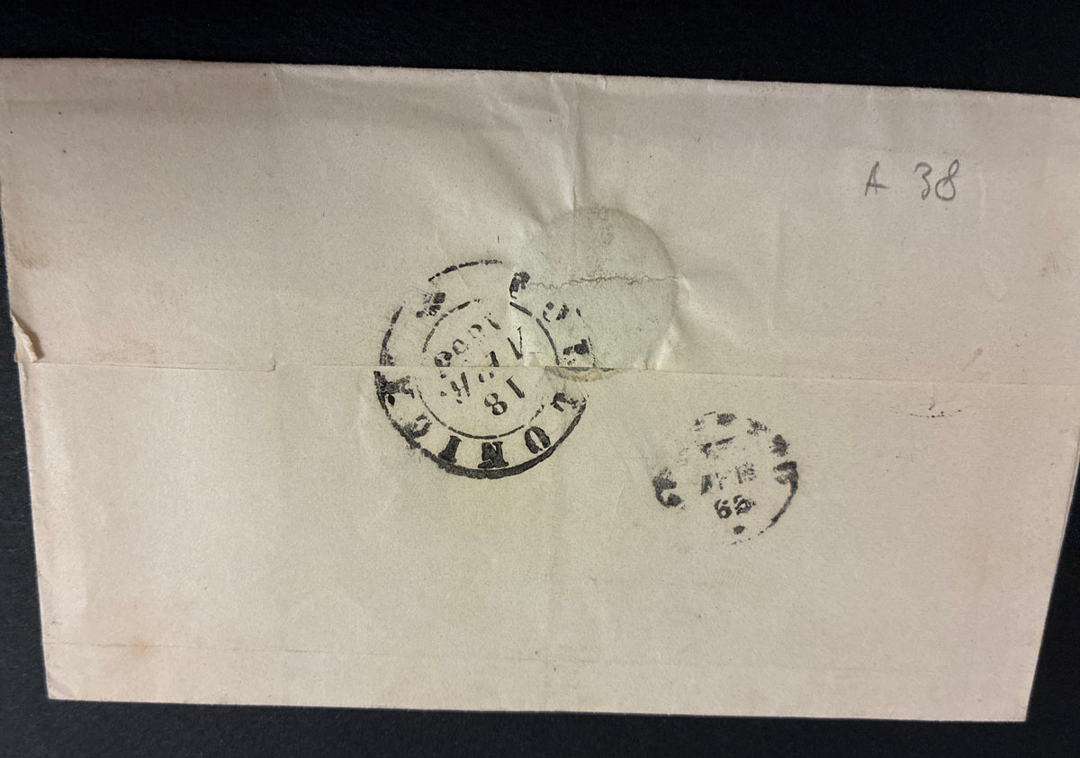 Lettera Istituzionale 1863 per il Sig. Ministro Forestale dello Stato in Follonica con 15 Centesimi "Matraire" Primo Tipo dall'Archivio dell'Ing. Curzio Batini