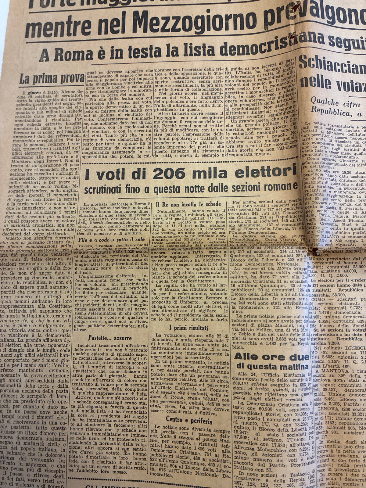 GIORNALE ORIGINALE 4 Giugno 1946 Il Momento - REFERENDUM REPUBBLICA MONARCHIA Rarità