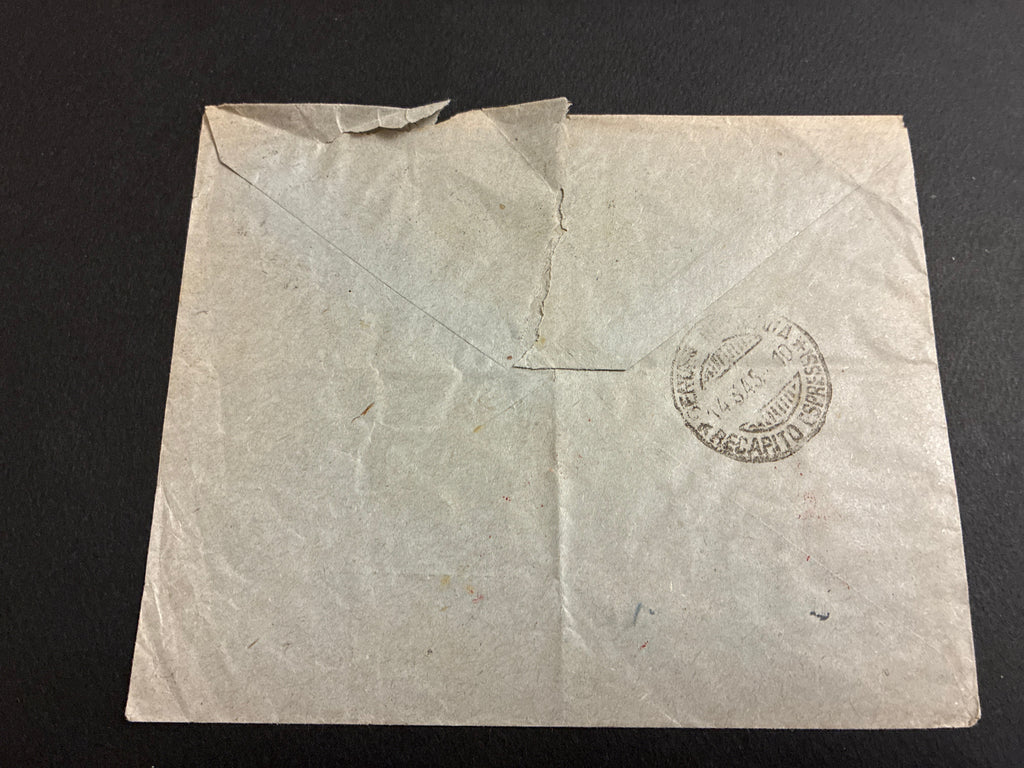 Busta Espresso RSI del marzo 1945 tassata per il doppio della tariffa mancante con francobolli da 1 lira fratelli Bandiera, diretta a Genova al Giusto tra le Nazioni Don Enrico Sciaccaluga