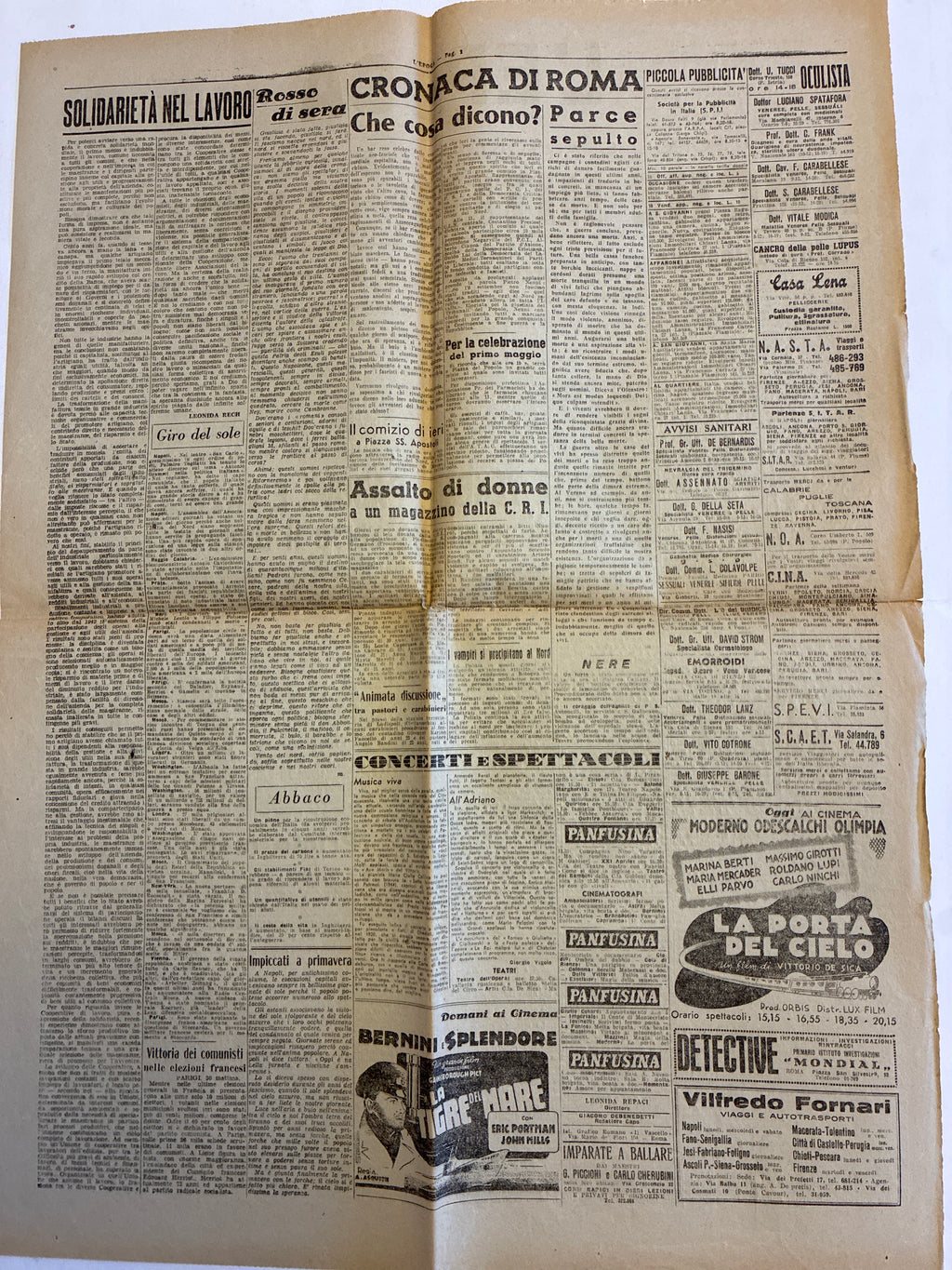 Rarissimo Quotidiano L'Epoca Originale 30 Aprile 1945 (Scoop Unico 24 Ore Prima Sulla Morte Di Hitler)