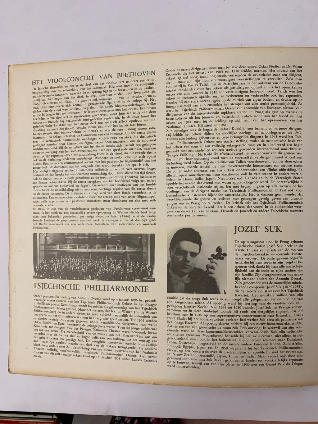 LP Ludwig van Beethoven – Concert voor viool en orkest in D - Josef Suk, Tsjechisch Philharmonisch Orkest, Franz Konwitschny (Supraphon 129 002)