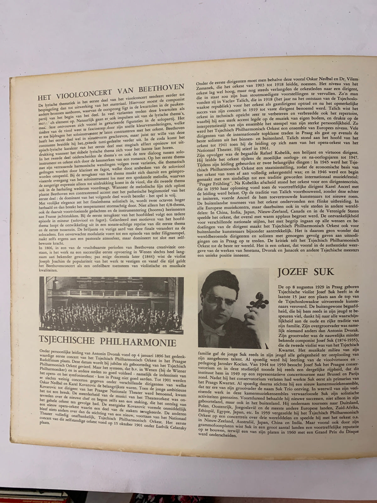LP Ludwig van Beethoven – Concert voor viool en orkest in D - Josef Suk, Tsjechisch Philharmonisch Orkest, Franz Konwitschny (Supraphon 129 002)