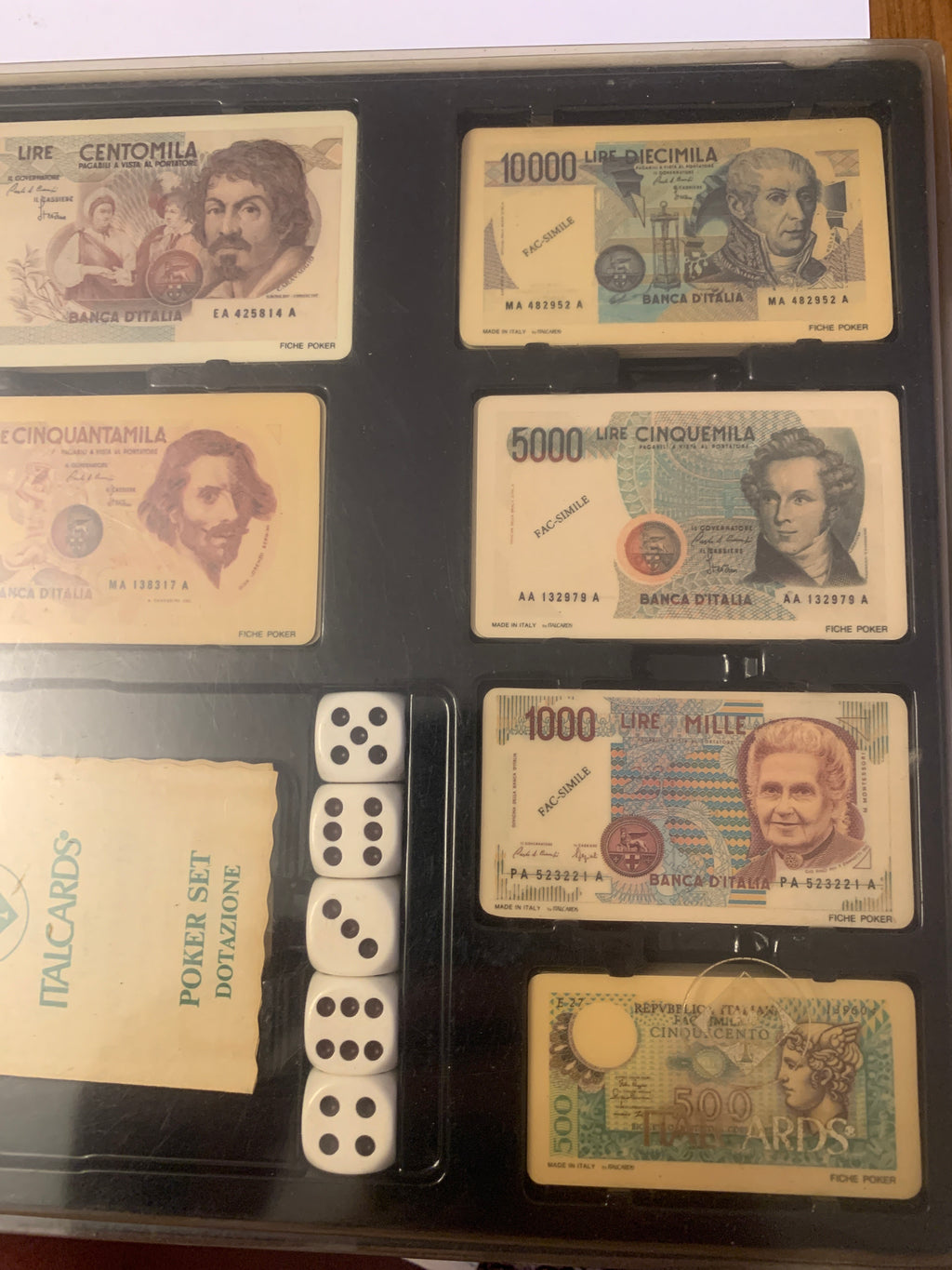 Set Poker Vintage Italcards con Fiches Carte-Lira e Dadi - Anni '70/'80