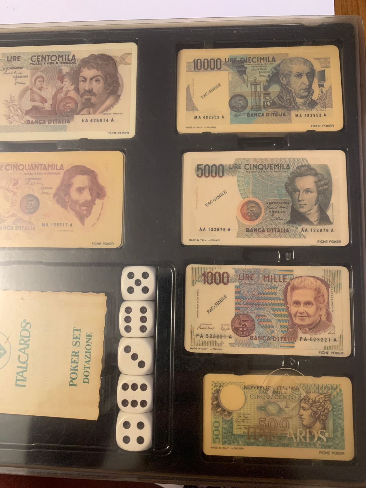 Set Poker Vintage Italcards con Fiches Carte-Lira e Dadi - Anni '70/'80