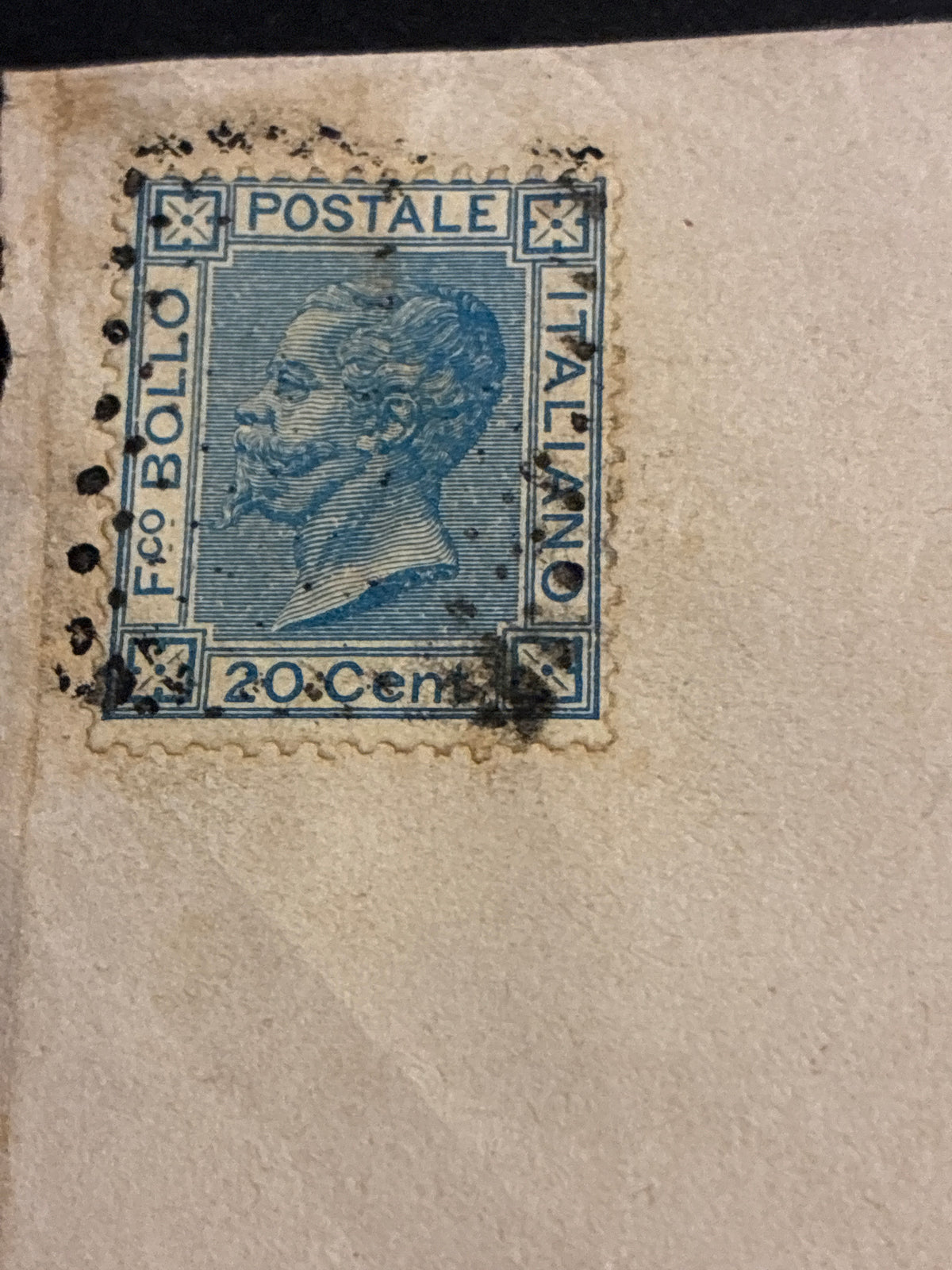 Busta Storia Postale 1874 Regno D'Italia Vittorio Emanuele II Francobollo 20 Centesimi Azzurro Annullo Numerale A Punti Timbri Retro Campiglia Marittima E Follonica Da Collezione