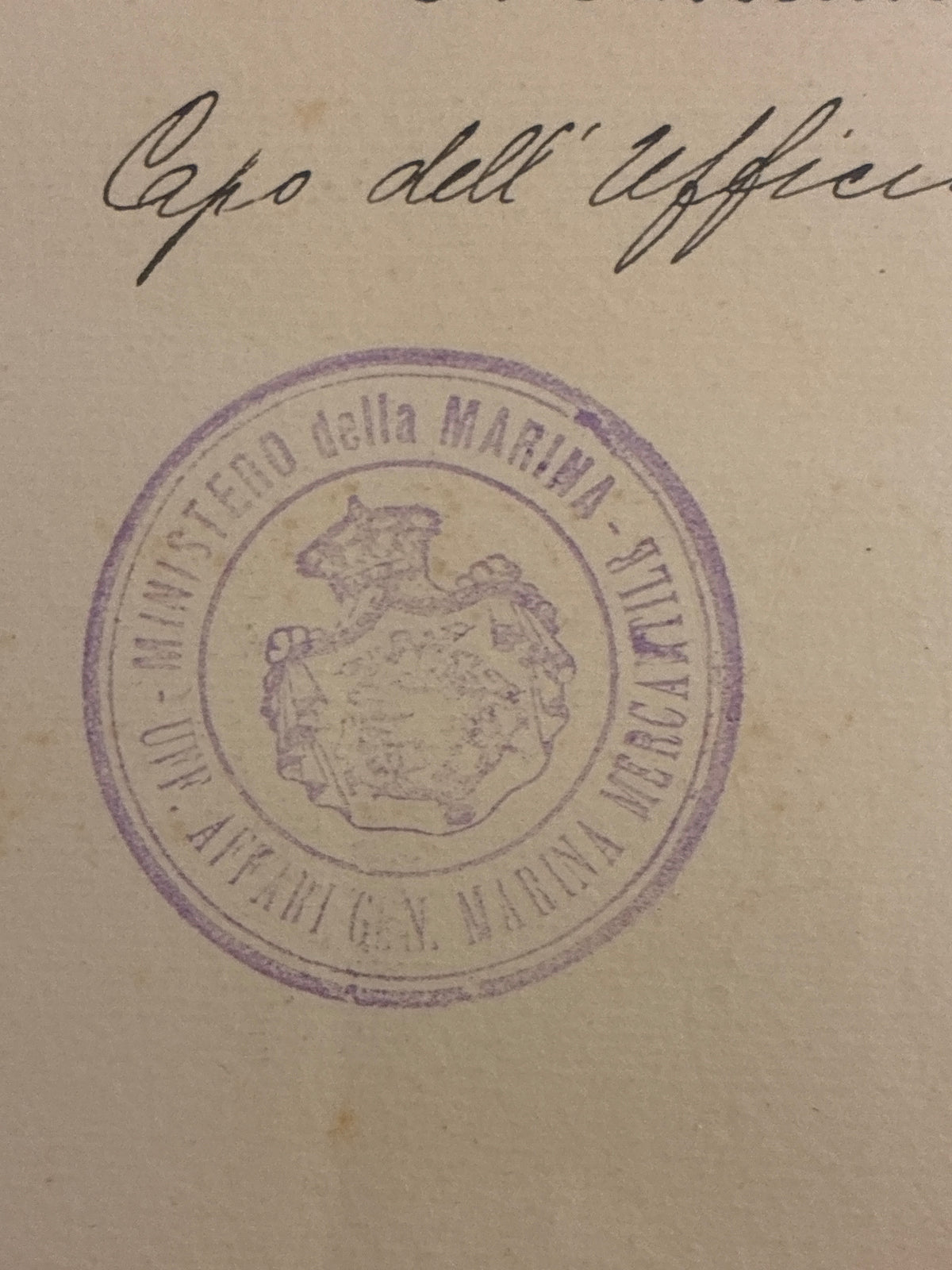 Raro Decreto Ministeriale 1909 Promozione Regia Marina Umberto Lugli - Ministro Mirabello Timbro Viola - Incorniciato Storia Sabauda