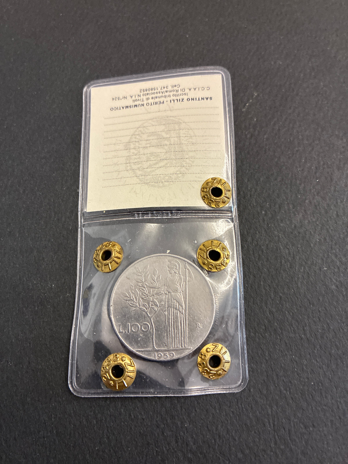100 Lire 1959 Minerva Rara con Errore Asse Ruotato 345° Periziata