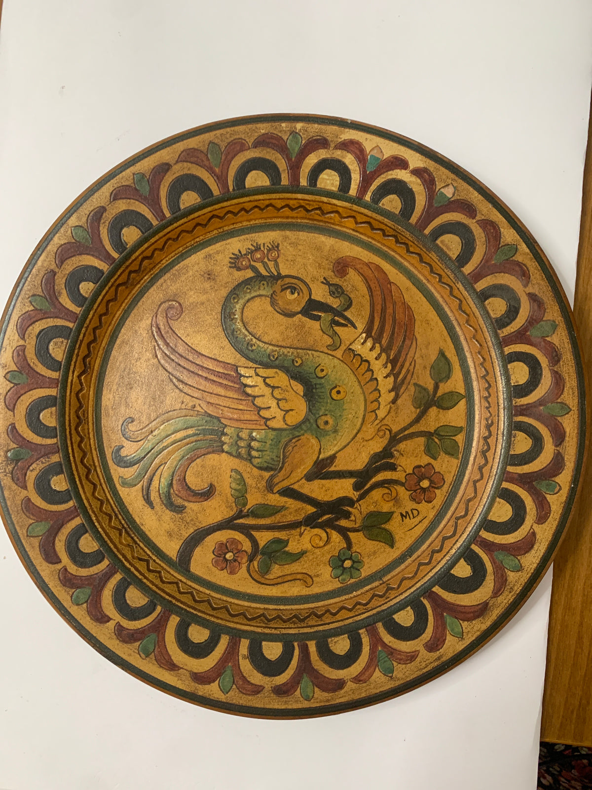 Piatto Ceramica Etruria Montopoli Dante Milani Terracotta Decorata a Mano Vintage