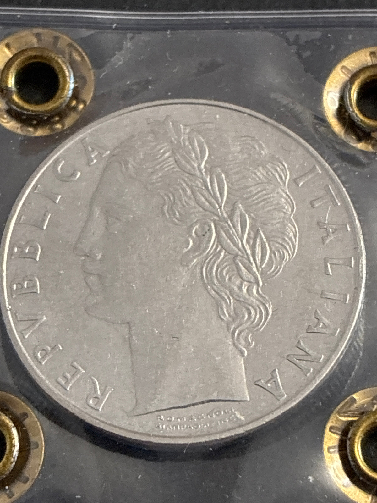 100 Lire 1975 Minerva con Eccesso di Metallo sul Bordo Periziata SPL