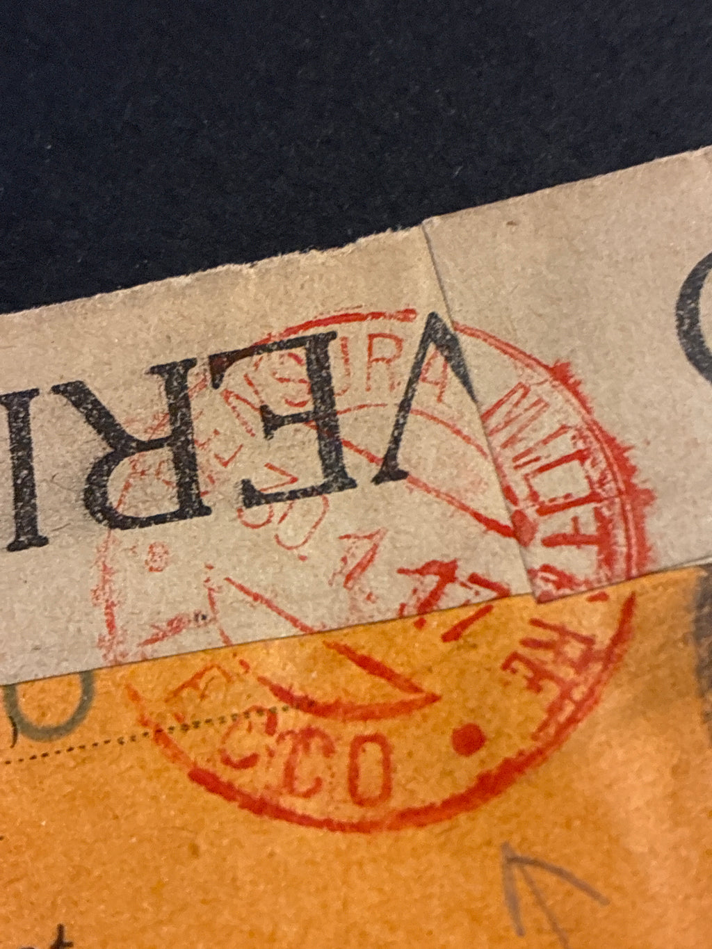 Busta commerciale d'epoca "Cassa di Risparmio delle Provincie Lombarde" con Censura Militare di Lecco e affrancatura provvisoria "CENT. 20" su 15 c. (1917)