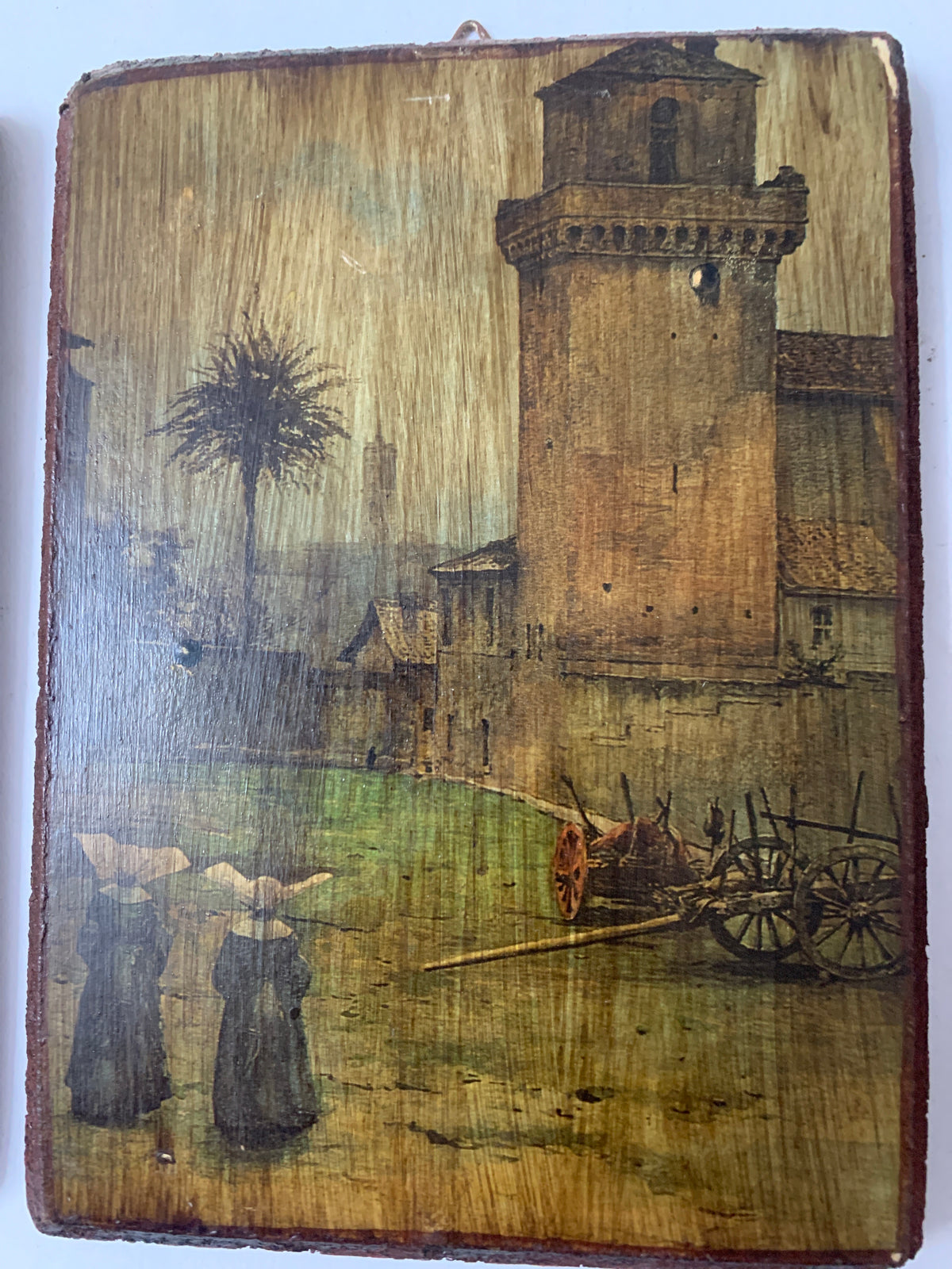 Lotto 4 quadretti vintage su legno – Scorci e vedute storiche (Roma / Italia)