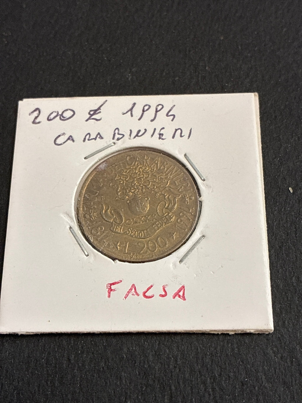 200 lire del 1994 Carabinieri falso d'epoca per la circolazione