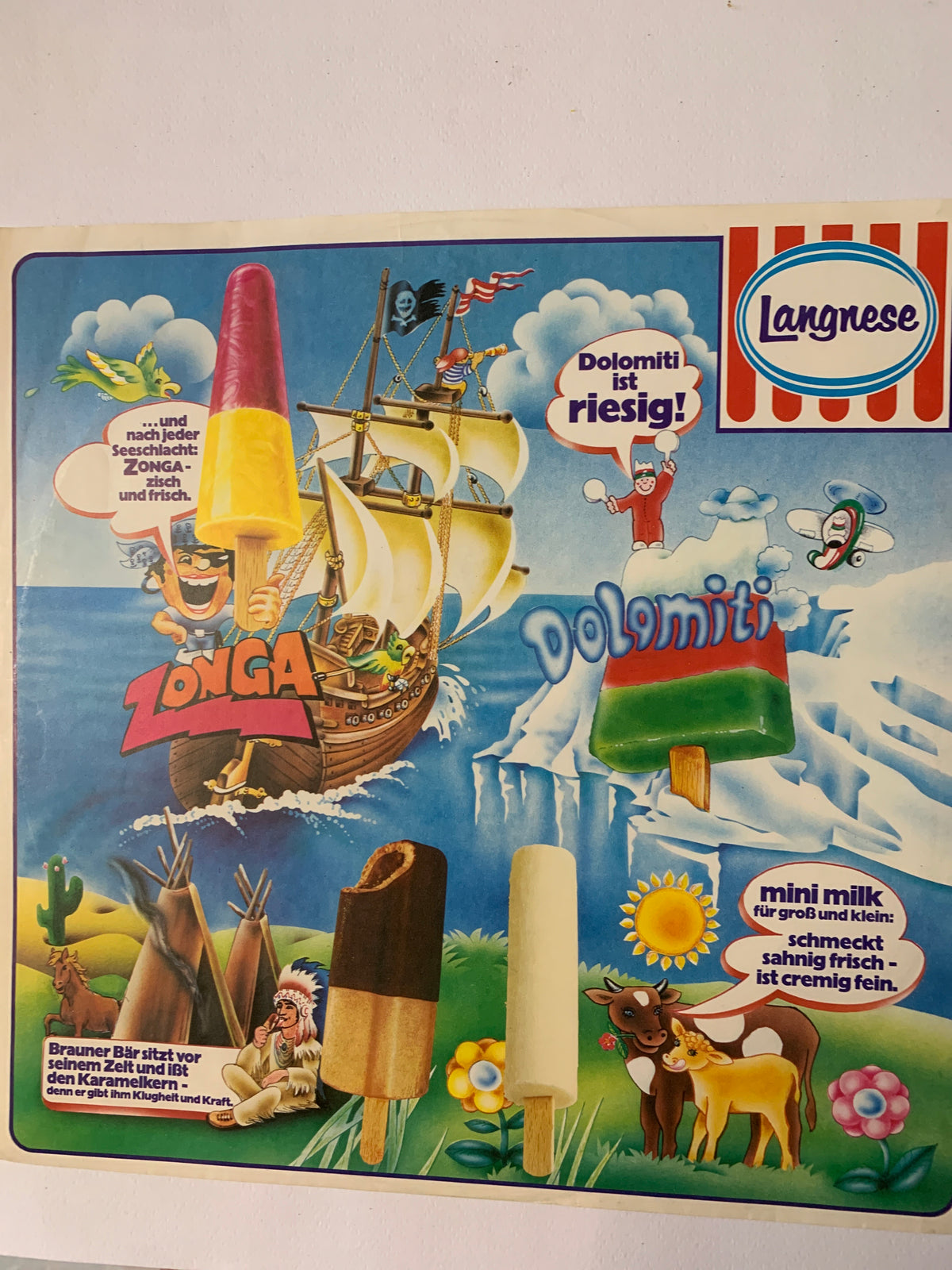 LP Vinile Brüder Grimm – "Die Klugen Leute" (Maritim 47 561 NW, 1978) con Copertina Promozionale Langnese "Abenteuer-Express"