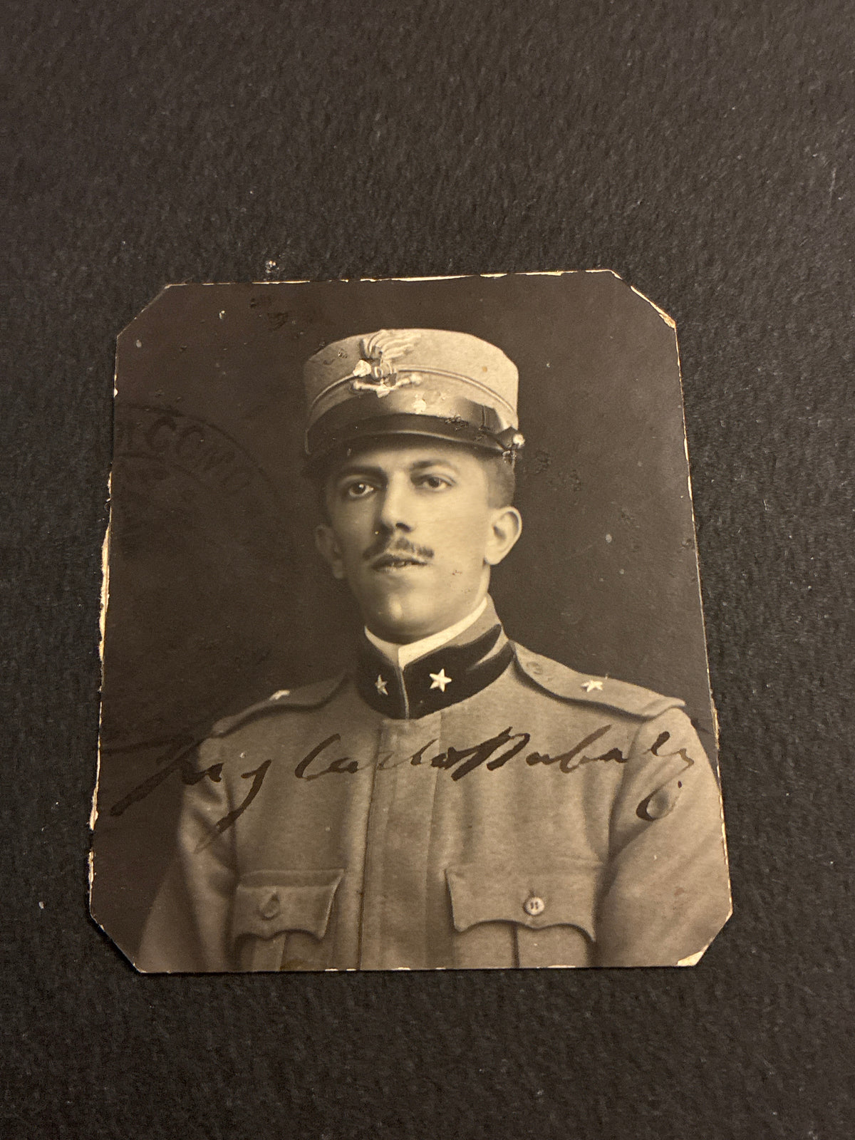 FOTO MILITARE D'EPOCA CON FIRMA AUTOGRAFA CARLO DABALÀ FIGLIO REGIO ESERCITO