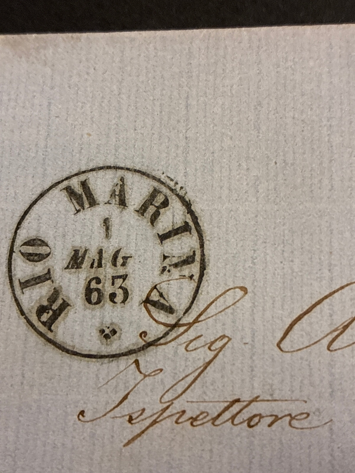 Lettera Rara 1863 da Rio Marina (Isola d'Elba) per l'Ispettore delle Regie Possessioni con 15 Centesimi "Matraire" Primo Tipo in uso precoce dall'Archivio e Collezione dell'Ing. Curzio Batini