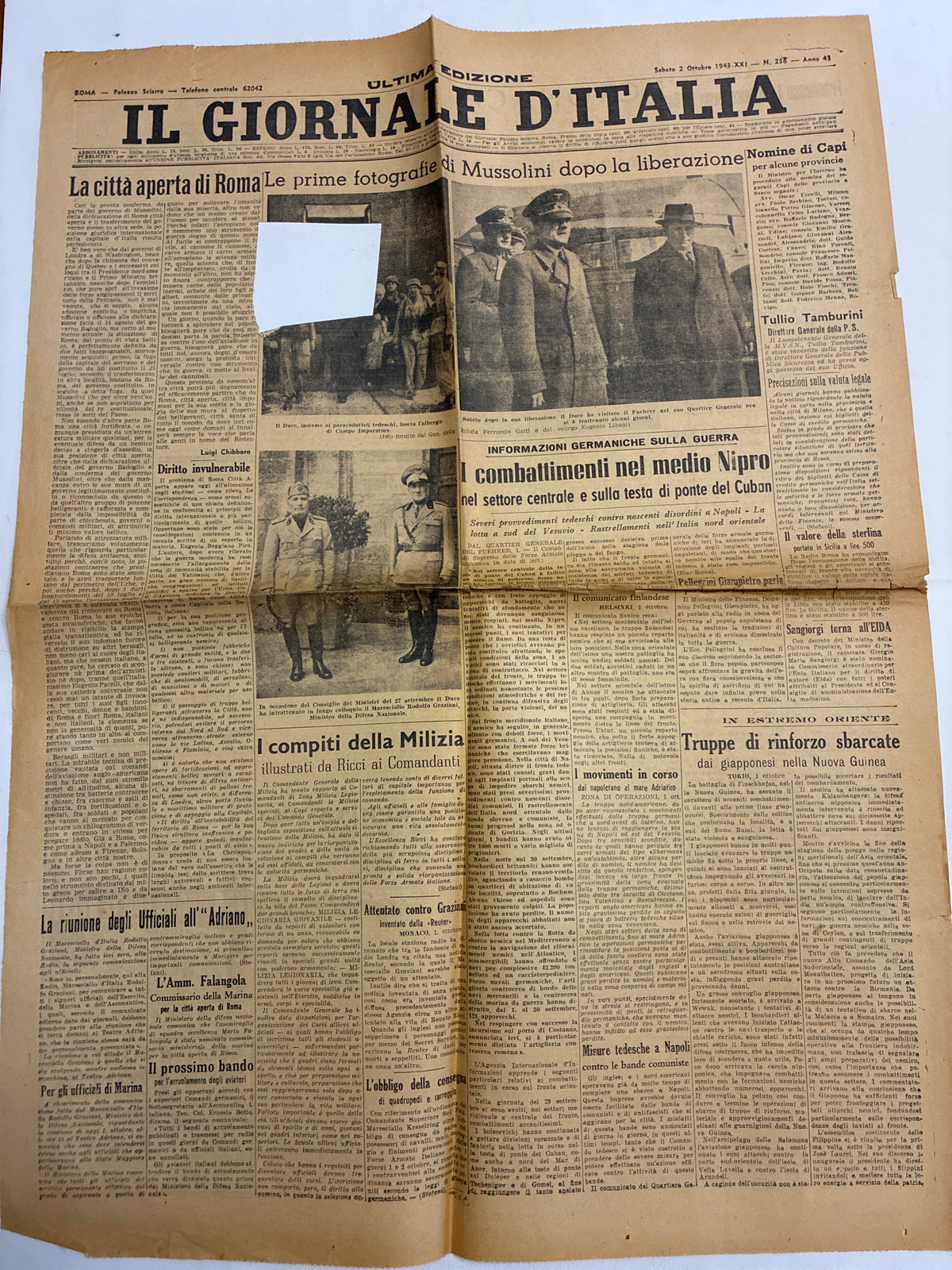Lotto Tre Giornali Originali Epoca 1943 1946 Ritagliati Per Collage E Arte Materica