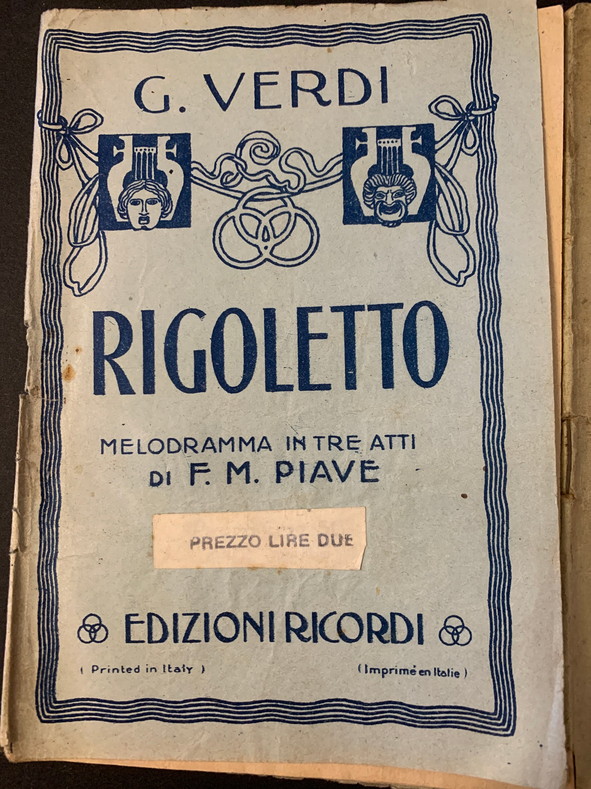 Lotto 2 Libretti d'Opera Rigoletto e Un Ballo in Maschera Giuseppe Verdi Ricordi D'Epoca