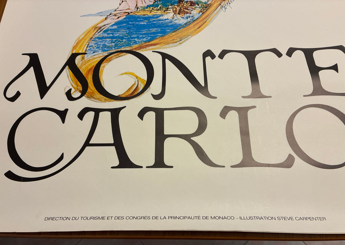 Manifesto turistico vintage "Monte-Carlo" Steve Carpenter - Edizione d'epoca Imprimerie Baud