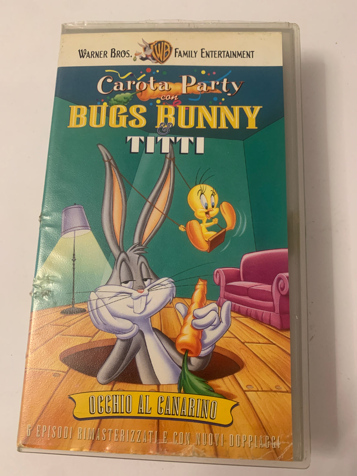 Lotto 2 VHS Looney Tunes - Carota Party con Bugs Bunny e Titti + Silvestro e Titti Detectives 2 Warner Bros