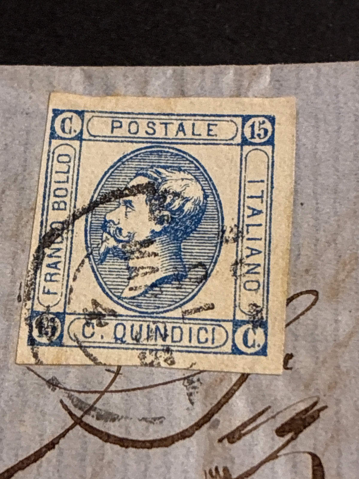 Lettera 1863 con 15 Centesimi Azzurro Primo Tipo "Matraire" in uso precoce dall'Archivio e Collezione dell'Ing. Curzio Batini