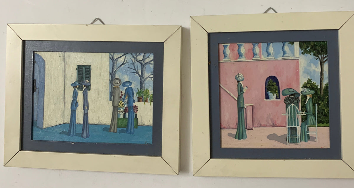 Coppia di quadretti vintage – Figure eleganti anni '20 / Stile Art Déco