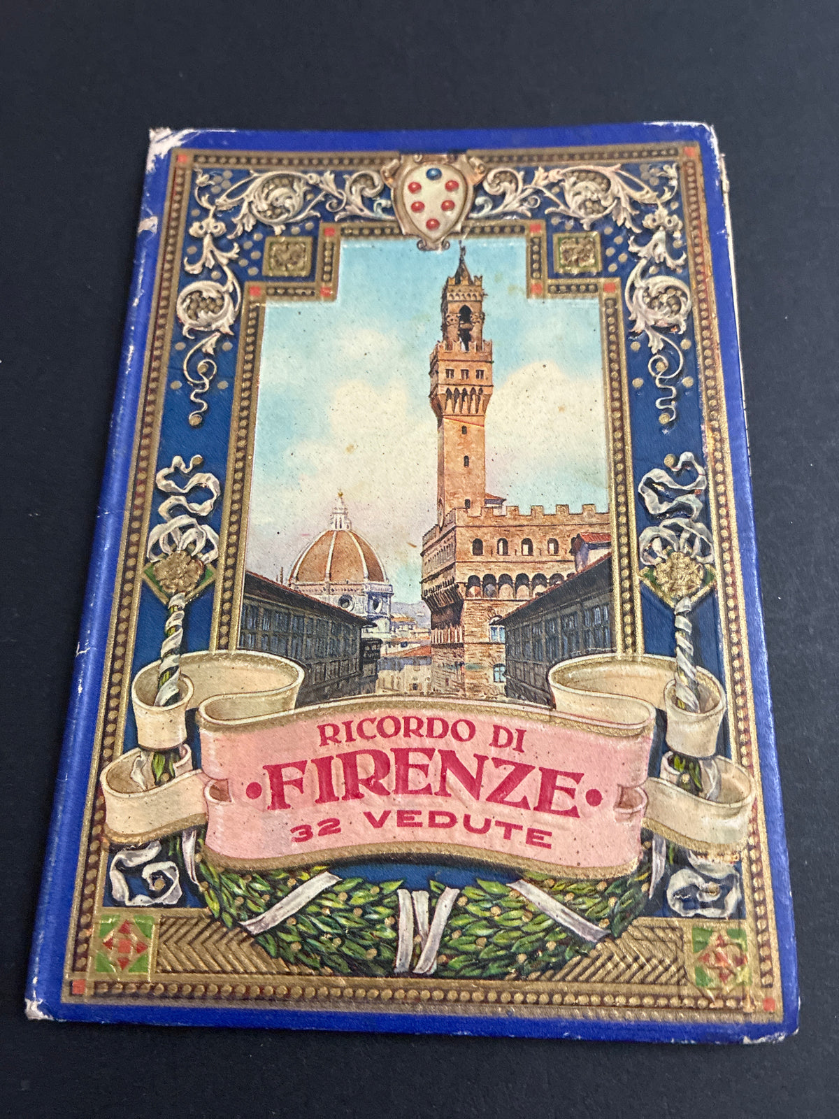 Libro d'epoca "Ricordo di Firenze - 32 vedute" - Album souvenir a soffietto con mappa e testi (circa anni 1910-1930)