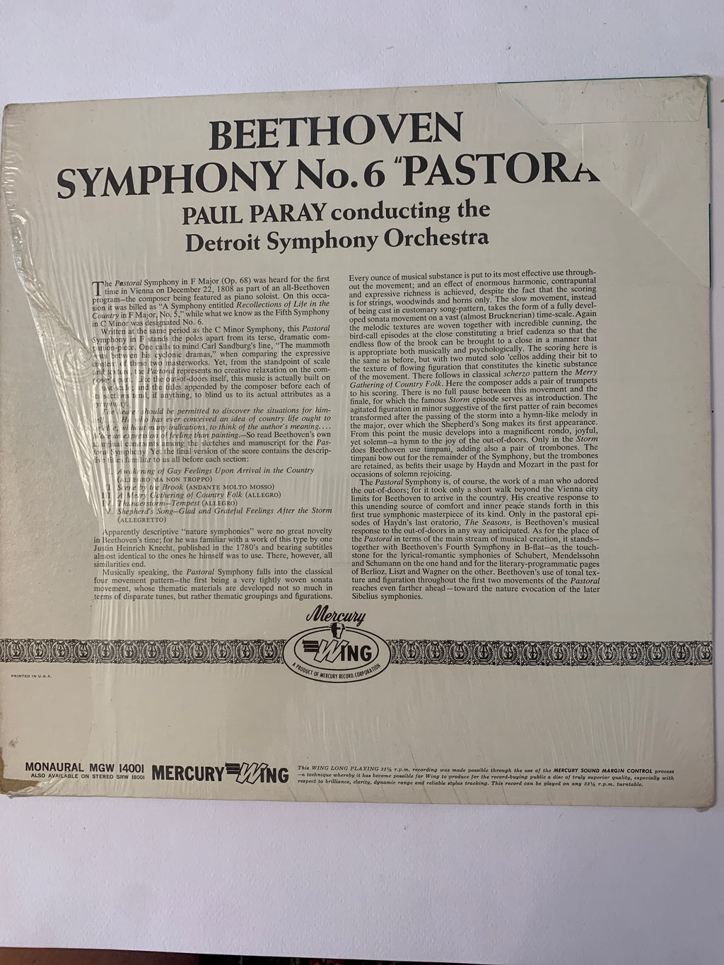 Beethoven - Symphony No. 6 "Pastoral" (Paul Paray conducting the Detroit Symphony Orchestra)