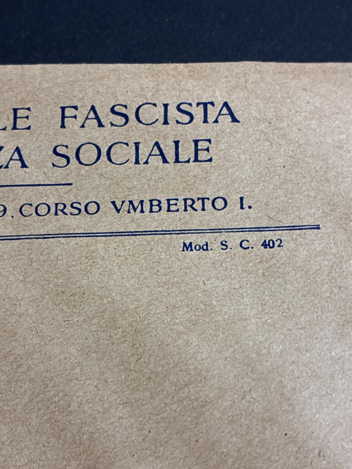 INFPS - Busta d'ufficio del 1939 con sigillo del regime