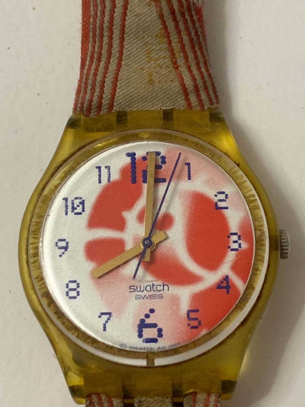 Orologio Swatch Vintage Edizione Olimpica 2007 Cassa Trasparente e Cinturino Tessuto