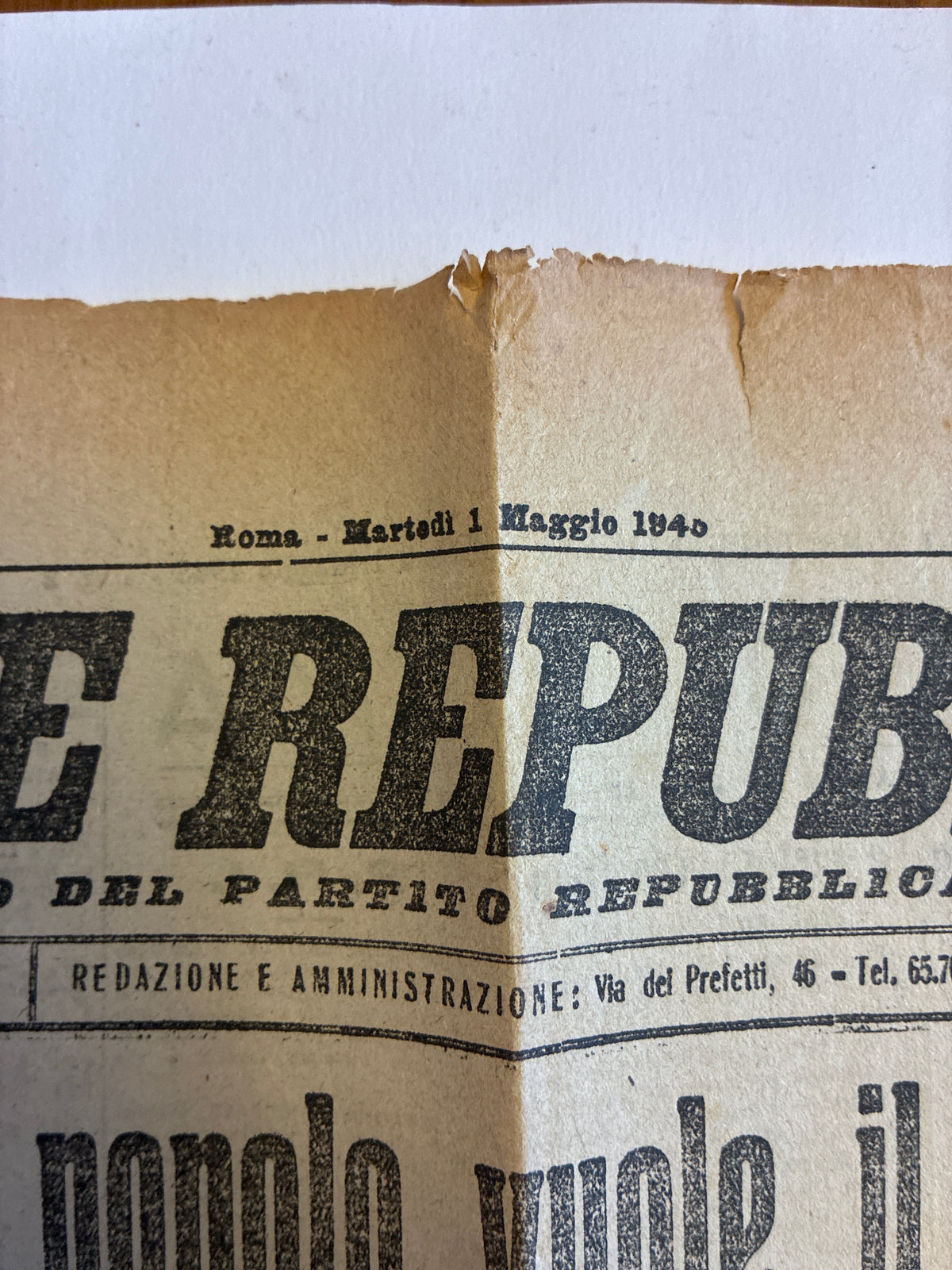 GIORNALE ORIGINALE 1 Maggio 1945 La Voce Repubblicana - FINE MUSSOLINI E LIBERAZIONE MILANO Rarità