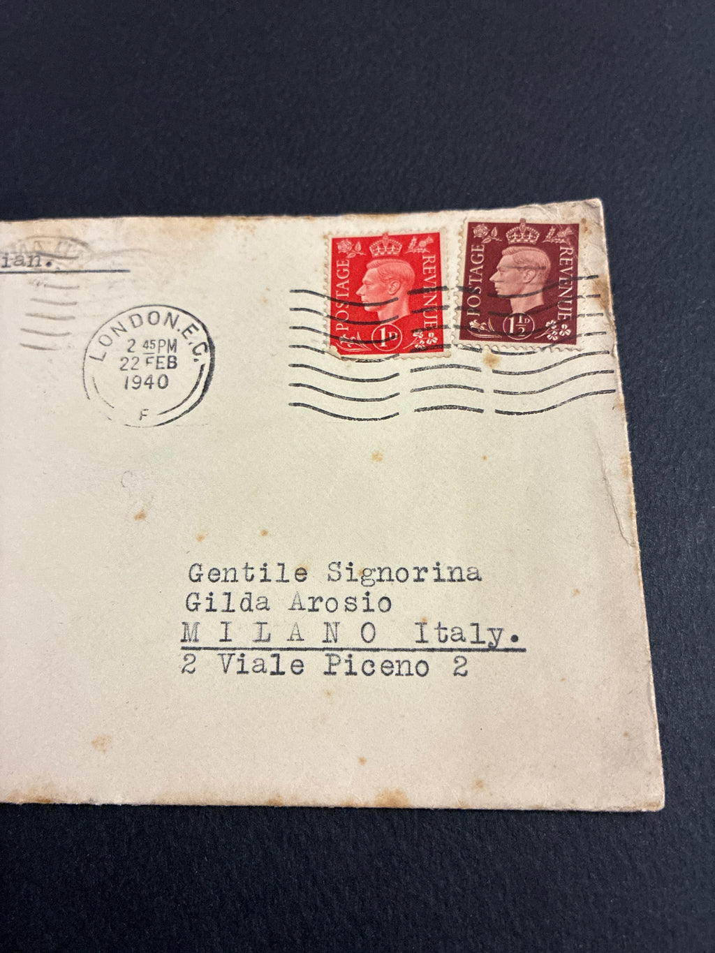 Lettera Storia Postale 1940 da Londra a Milano - Censura Inglese P.C.66 Intero Testo