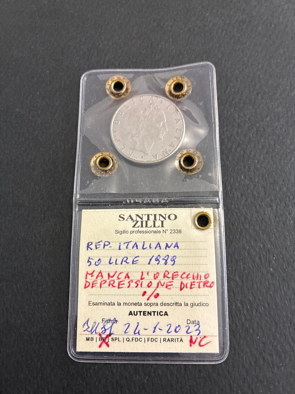 Moneta 50 Lire 1989 BB con errore di conio periziata Zilli