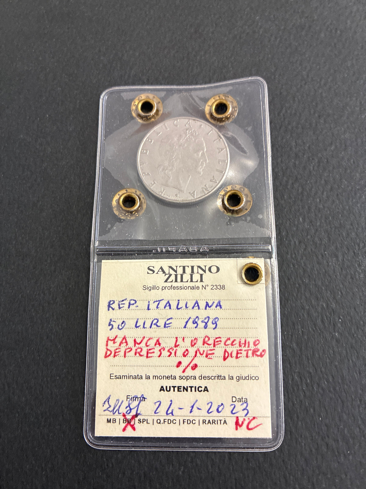 Moneta 50 Lire 1989 BB con errore di conio periziata Zilli
