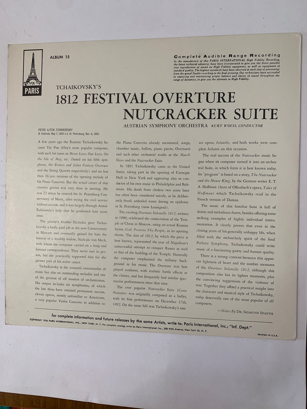 Tchaikovsky: 1812 Festival Overture / Nutcracker Suite - Paris International (Album 15)