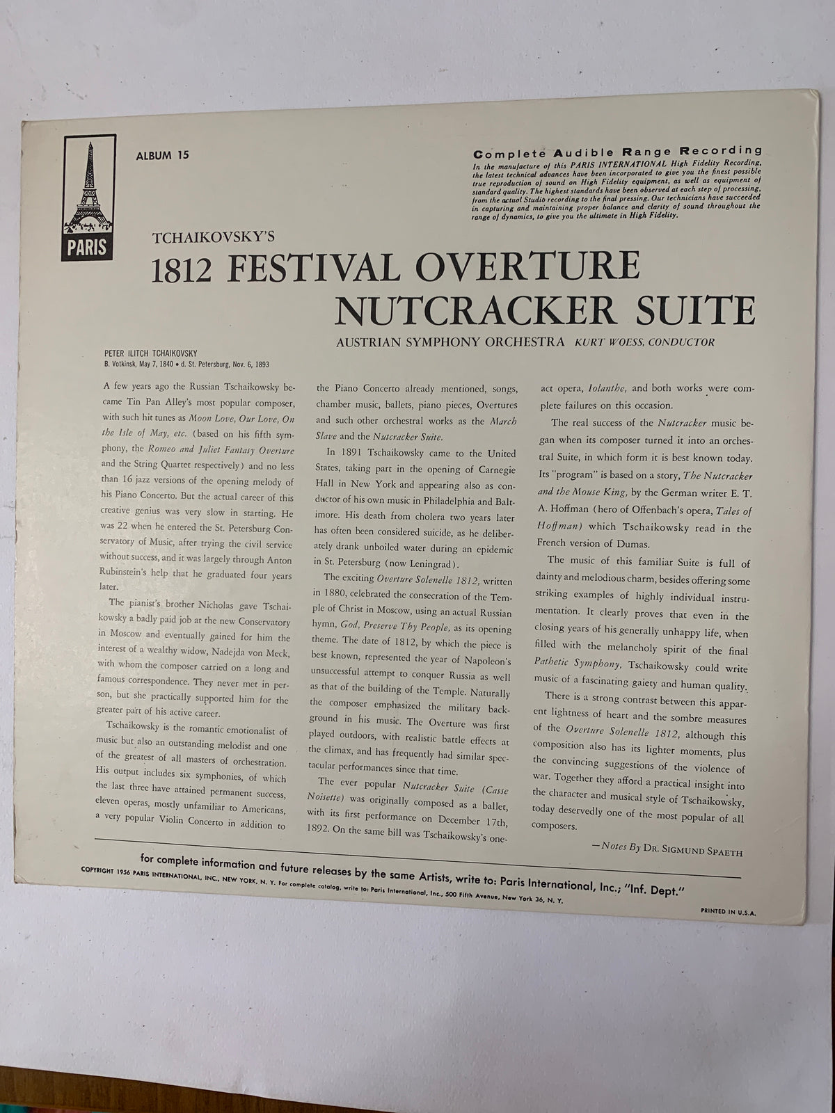 Tchaikovsky: 1812 Festival Overture / Nutcracker Suite - Paris International (Album 15)