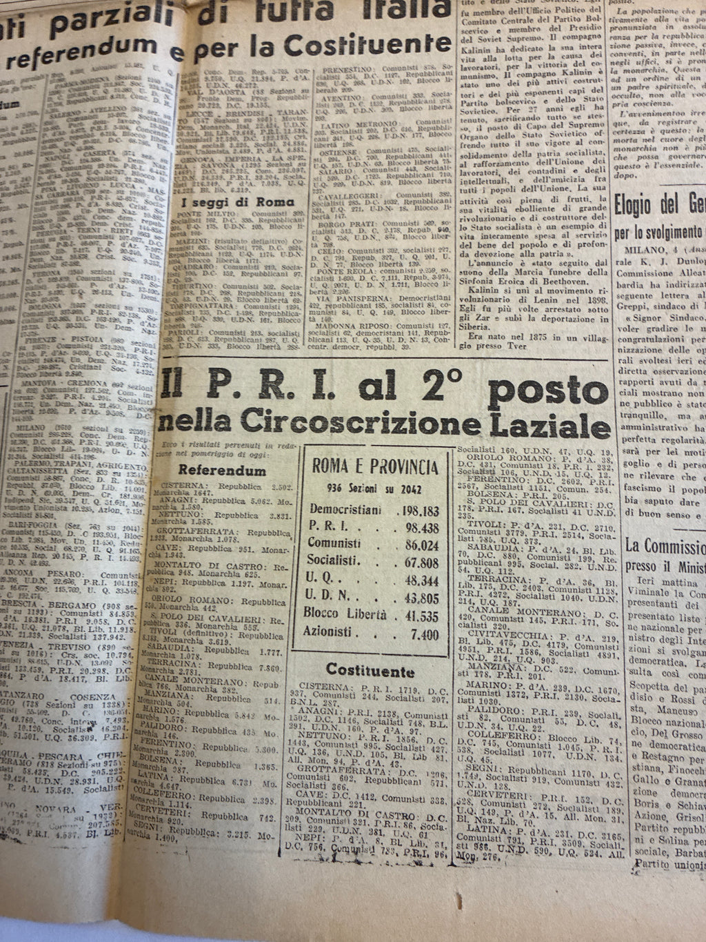 GIORNALE ORIGINALE ULTIMA EDIZIONE 5 Giugno 1946 La Voce Repubblicana - LA MONARCHIA E' MORTA Conservazione Eccellente