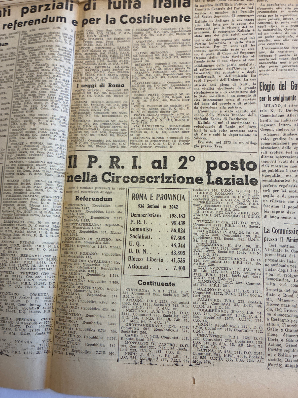 GIORNALE ORIGINALE ULTIMA EDIZIONE 5 Giugno 1946 La Voce Repubblicana - LA MONARCHIA E' MORTA Conservazione Eccellente