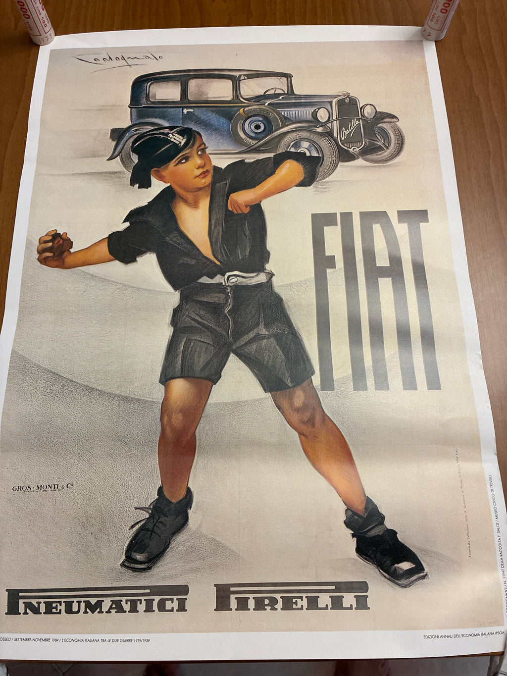 Manifesto Fiat Balilla 1932 Plinio Codognato - Stampa Mostra Colosseo 1984 IPSOA