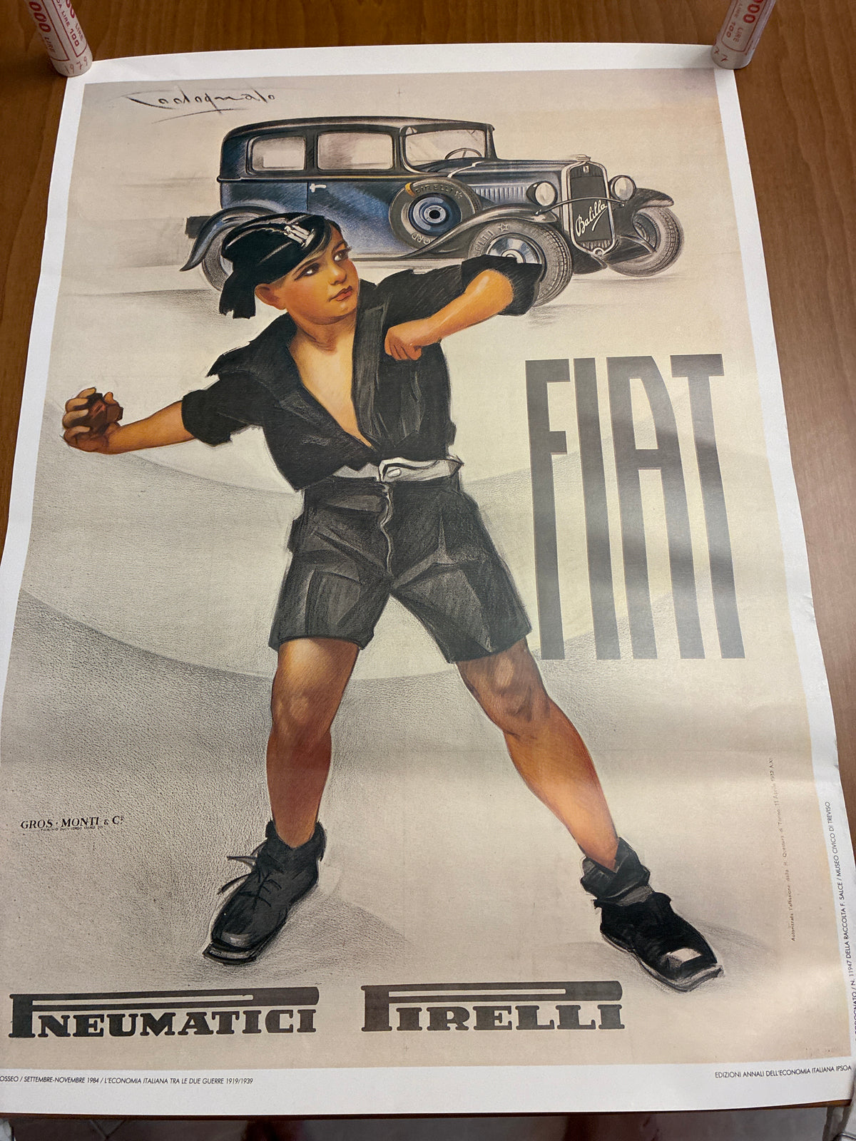 Manifesto Fiat Balilla 1932 Plinio Codognato - Stampa Mostra Colosseo 1984 IPSOA
