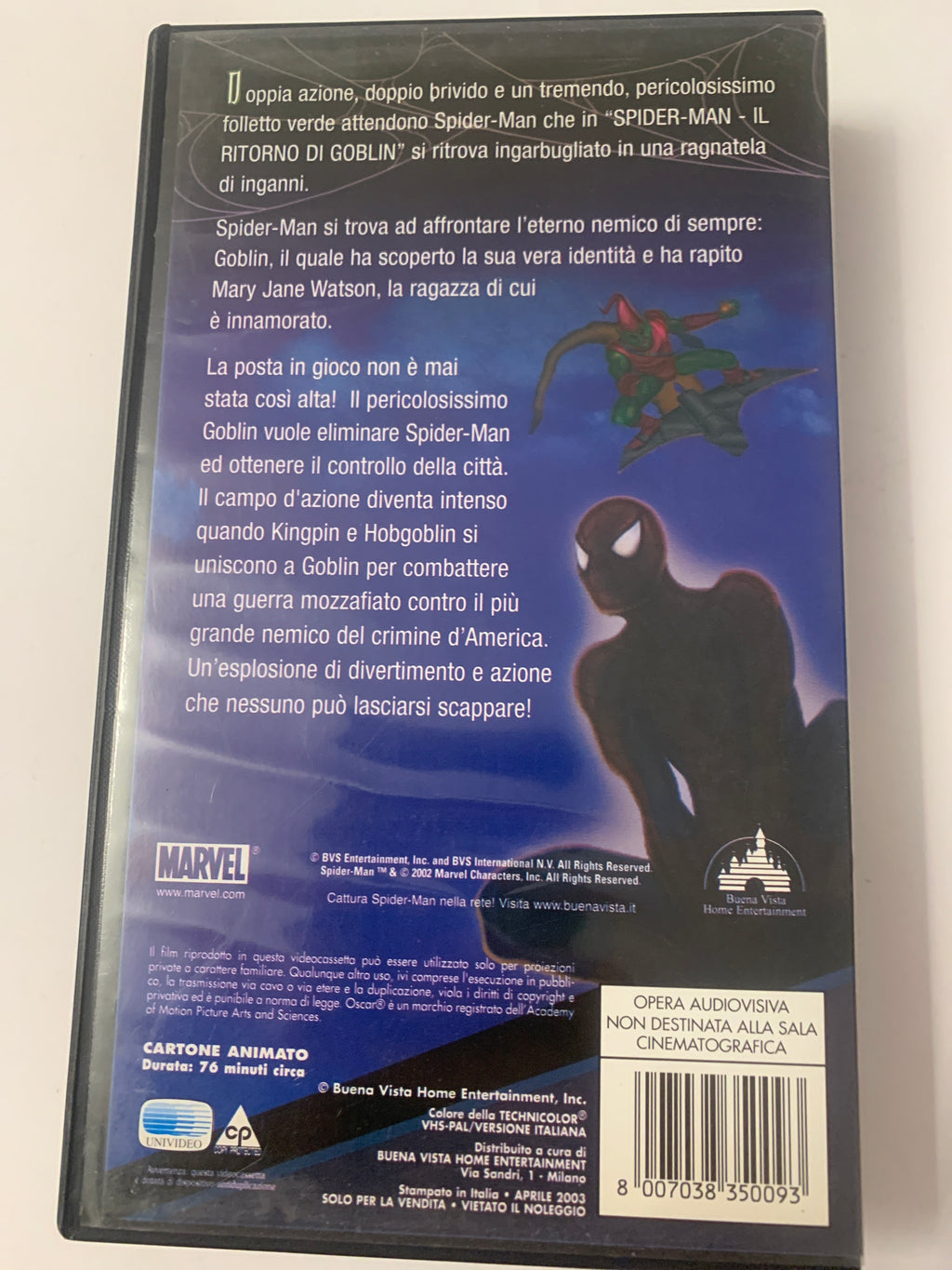 VHS Spider-Man Il Ritorno di Goblin Serie Animata Anni 90 Vintage VHS Marvel