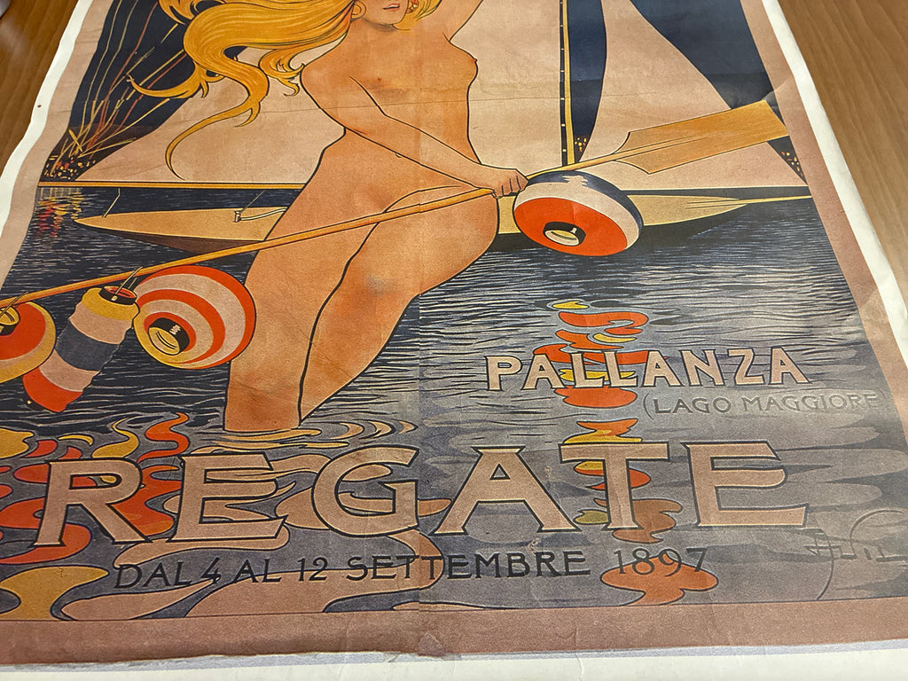 Raro Manifesto Originale 1979 Mostra GNAM Roma Aleardo Villa "Regate A Pallanza"