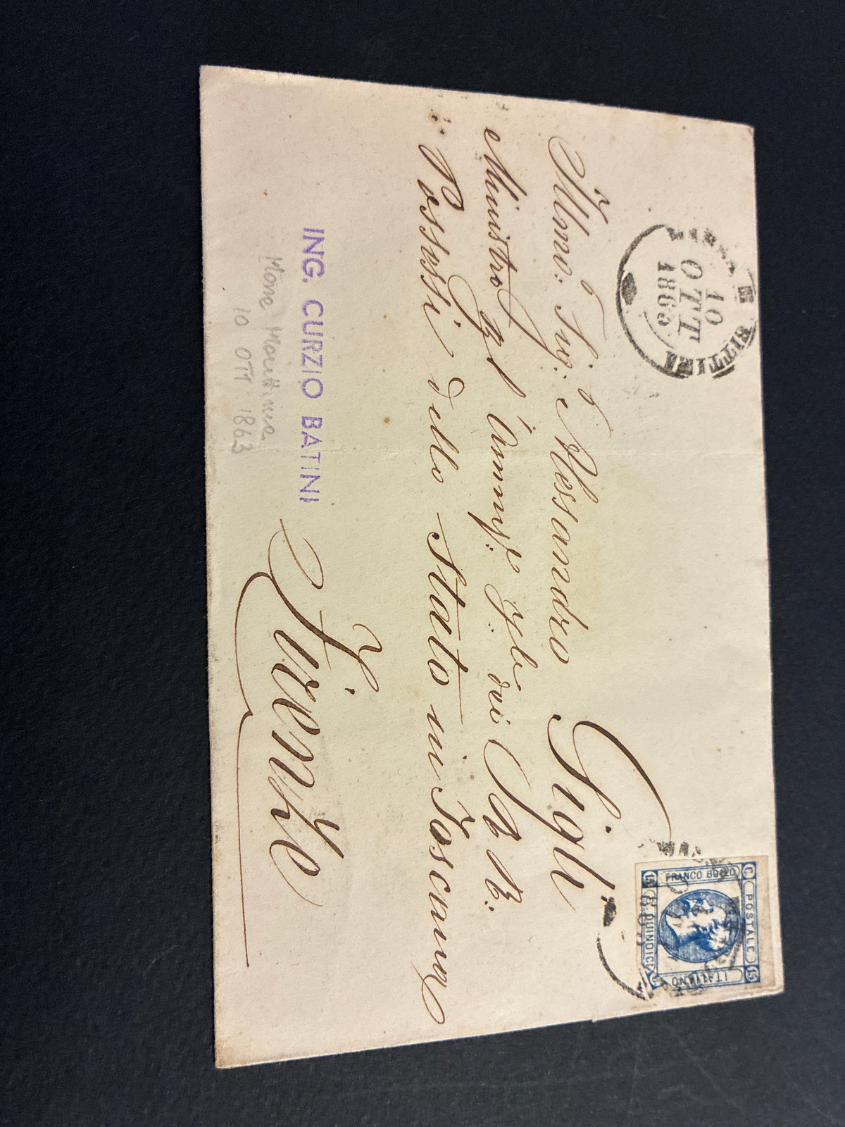 Regno d'Italia 1863 - Lettera da Massa Marittima a Firenze, 15c Litografico II Tipo, Sigillo Ceralacca Reali Possessi Follonica, Ambulante Ferroviario