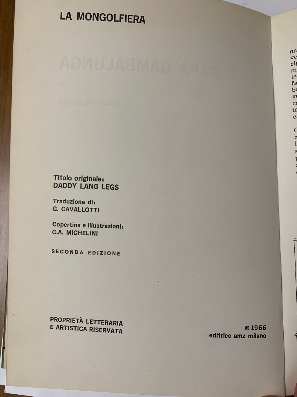Libro Papà Gambalunga - Jean Webster - Editrice AMZ 1966 (Collana La Mongolfiera)