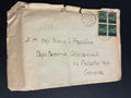 Lettera da La Santona (Modena) a Genova affrancata con blocco di quattro del 2 Lire su 25c "Monumenti Distrutti" sovrastampato dalle Poste Italiane nel periodo della Luogotenenza
