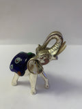 Statuina Elefante Portafortuna in Metallo Placcato Argento e Vetro di Murano con Murrine