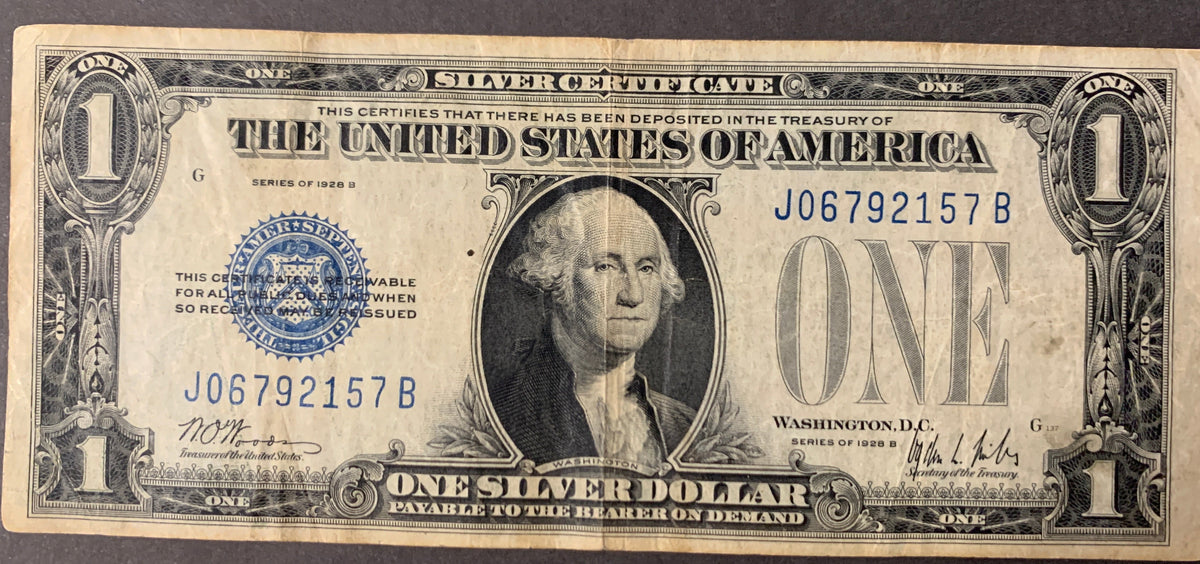 Banconota USA 1 Dollaro 1928 B - Silver Certificate Sigillo Blu