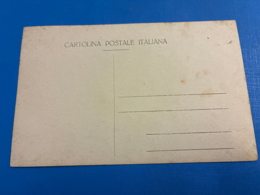Cartolina postale italiana d'epoca coloniale del 1919 con veduta panoramica del fortino militare e del villaggio di Azizia in Libia.
