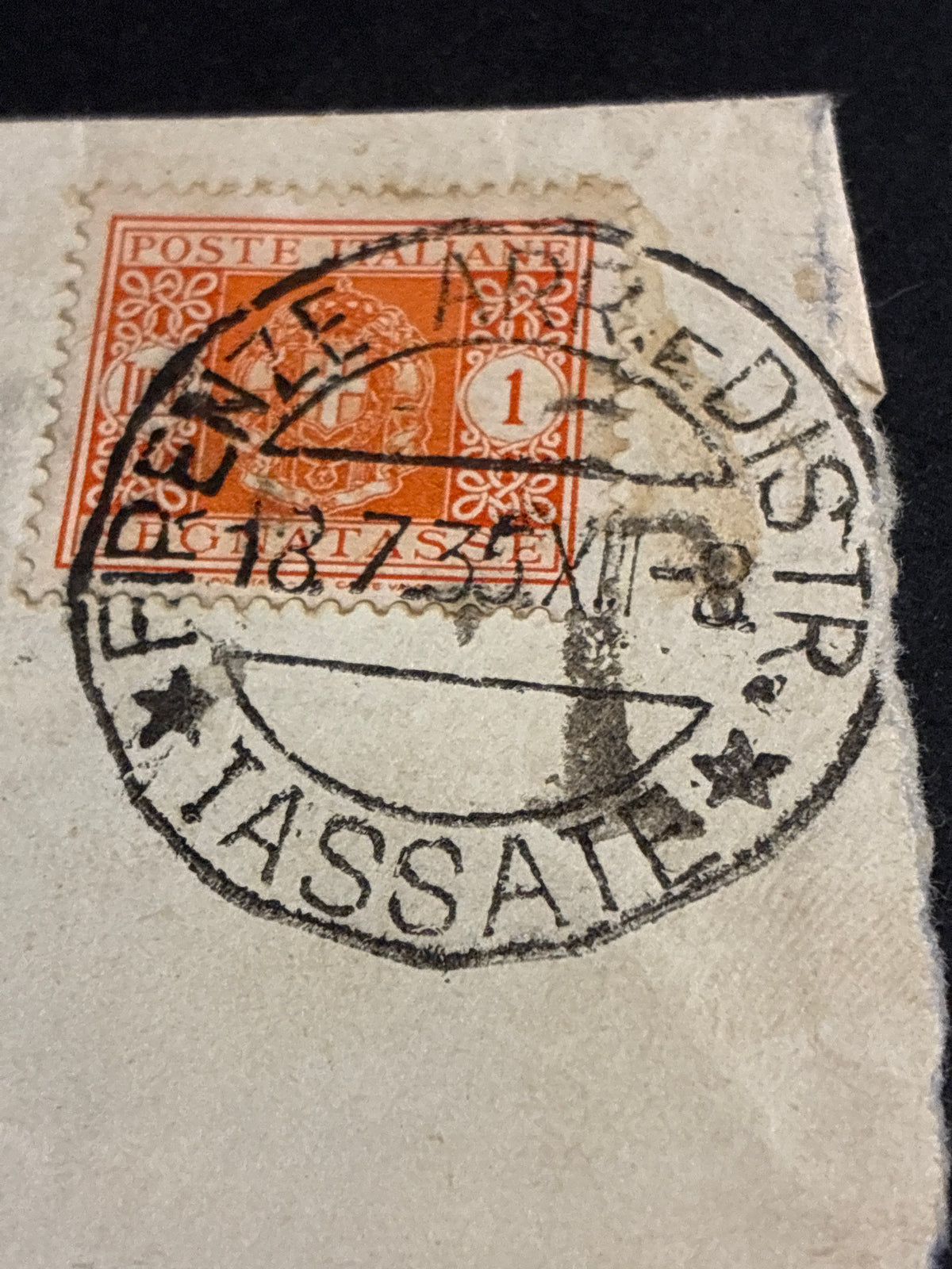 Busta Tassata 1935 da Padova a Firenze per Tenente Medico Guido Bassi Hotel Stella d'Italia Francobollo Tasse 1 Lira Epoca Fascista