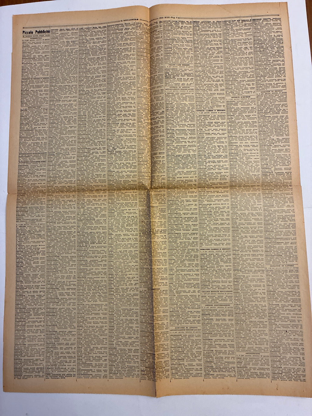 Quotidiano ORIGINALE 13 Febbraio 1944 Il Messaggero Socializzazione RSI Cassino COMPLETO