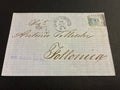 Busta Storia Postale 1868 Collezione Curzio Batini Regno D'Italia Vittorio Emanuele II Francobollo 20 Centesimi Azzurro Timbro Livorno Centrale Arrivo Follonica Per Telleschi Da Collezione